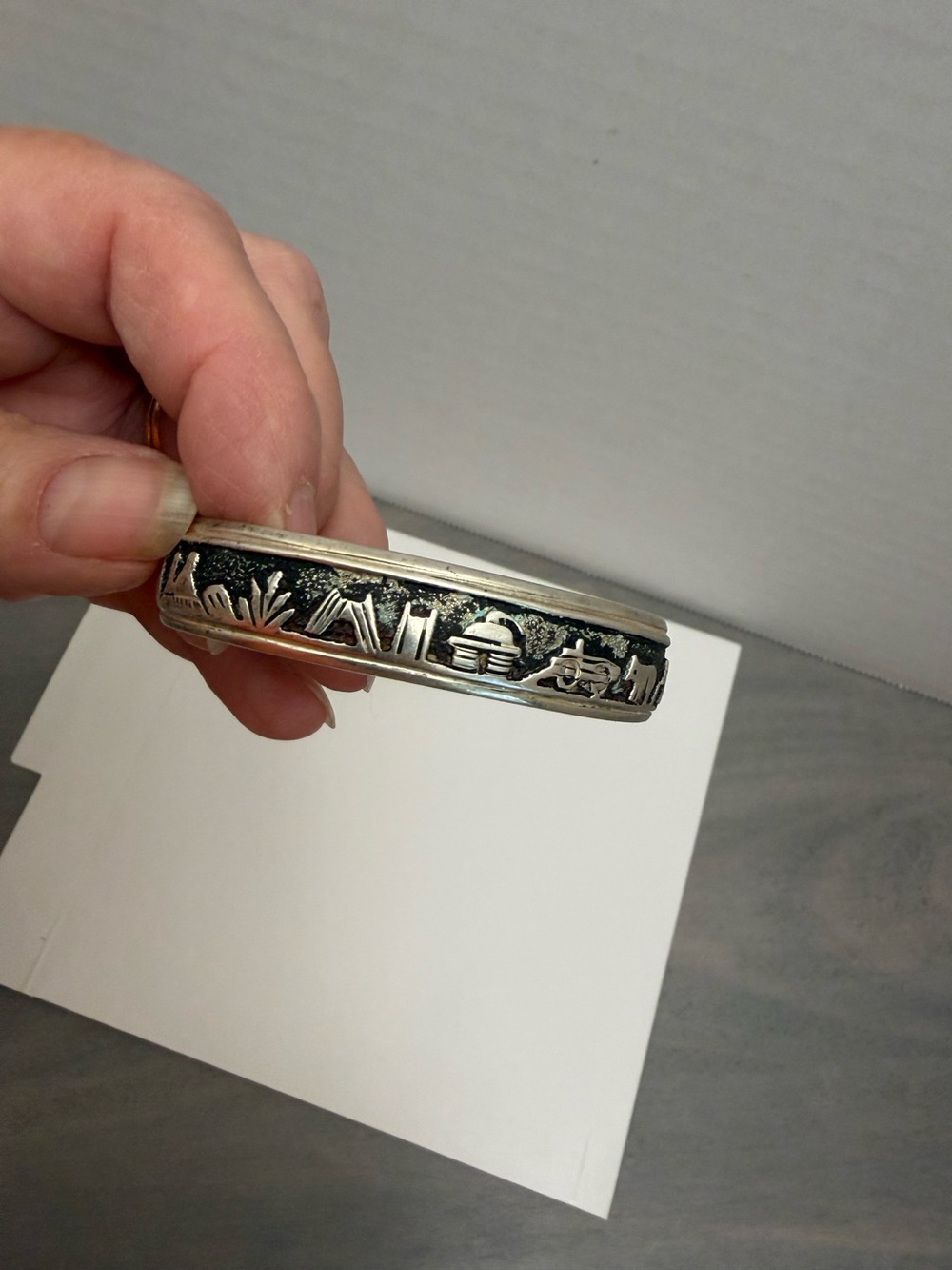 T. Singer Navajo Sterling silver Storyteller cuff bracelet